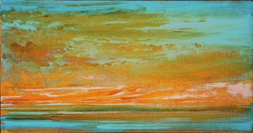 Glowing Sunset, 8" x 16", oil on linen, 2001, private collection.